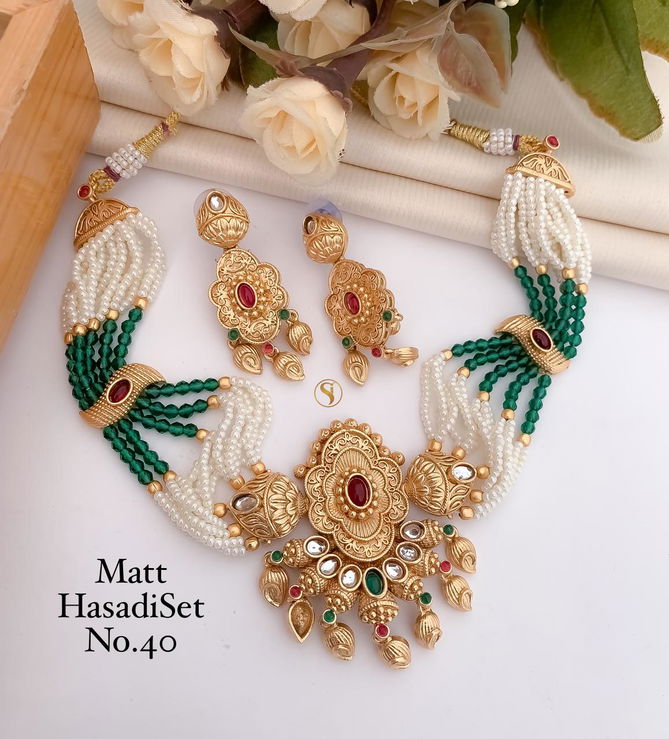 04 MH Designer Gold Matte Hasadi Set Wholesale Shop In Surat
